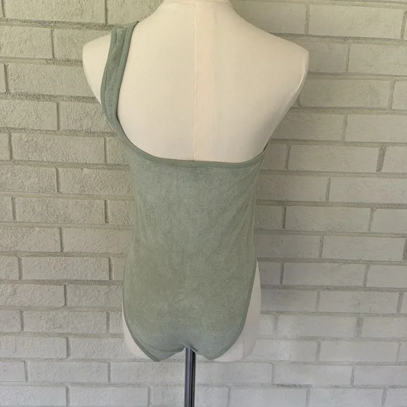 NWT Zara Women’s Mint Green One Shoulder Terry Bodysuit Size Medium/Large - Picture 4 of 5